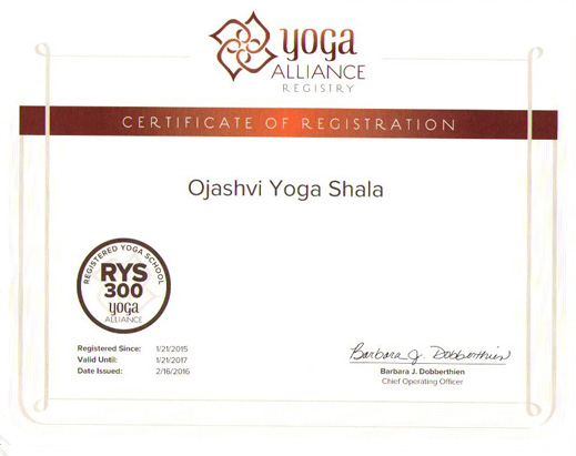 300 Hours Cetificate - Ojashi Yoga Shala